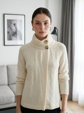 Old Navy Cream Double-Button Turtleneck Sweater